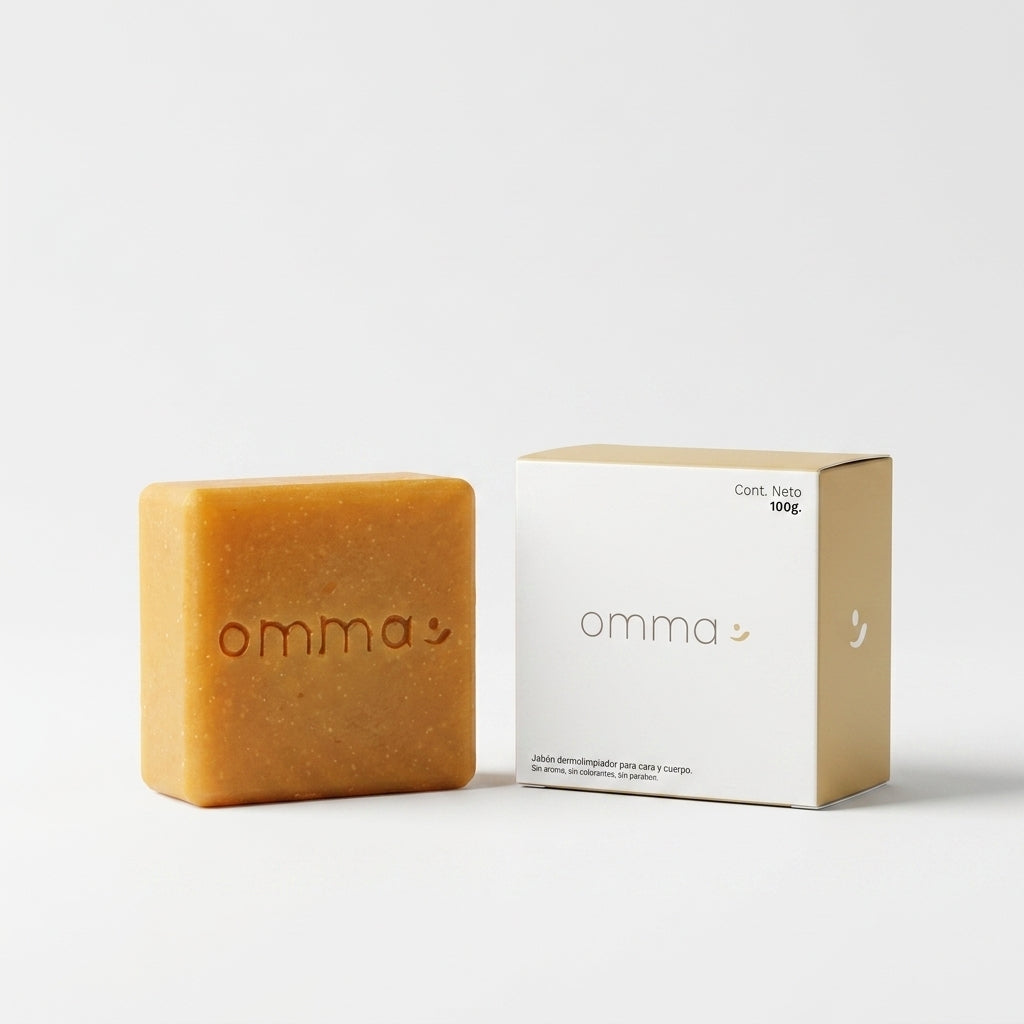 Barra de Jabón Omma de leche de cabra para acné, psoriasis y piel sensible, 100g
